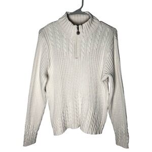 Parkhurst ivory 1/4 pullover zip cable-knit sweater